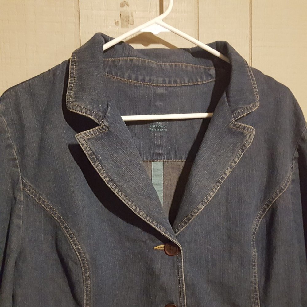 Women's Sonoma Cotton Denim Jean Jacket Blazer XL - Picture 4 of 13